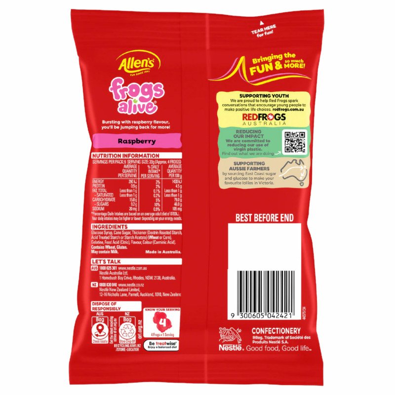 [Expiry: 02/2027] Allen's Frogs Alive Lollies 190g