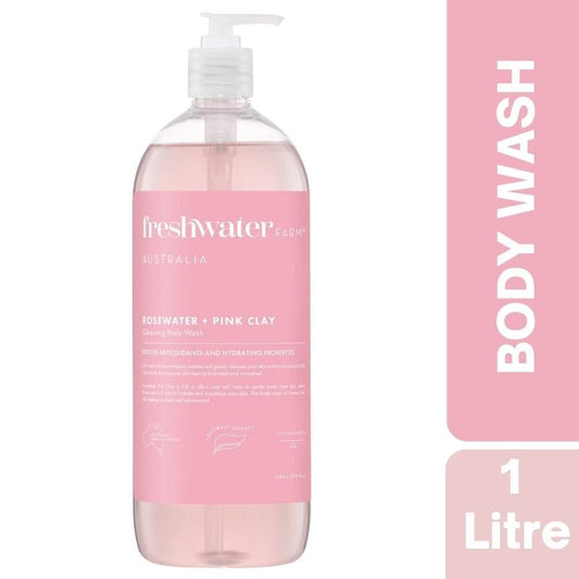 Freshwater Farm Australia Rosewater + Pink Clay Body Wash 1 Litre