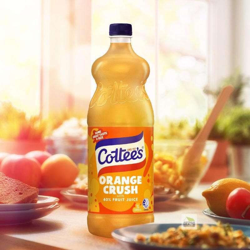 [CLEARANCE Expiry Date: 08/07/2026] Cottee's Orange Crush with 40% Fruit Juice Cordial 1 Litre