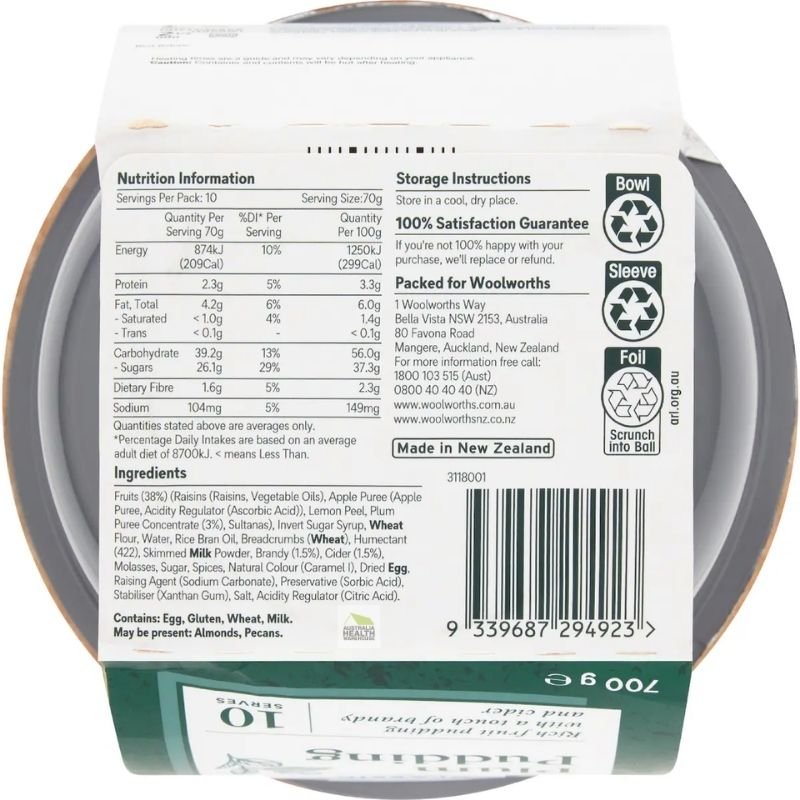 [CLEARANCE Expiry: 29/07/2026] Woolworths Classic Christmas Plum Pudding 700g