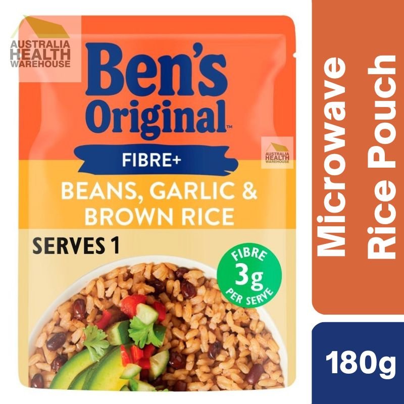 [CLEARANCE Expiry: 17/03/2025] Ben's Original Fibre+ Beans, Garlic & Brown Microwave Rice Pouch 180g