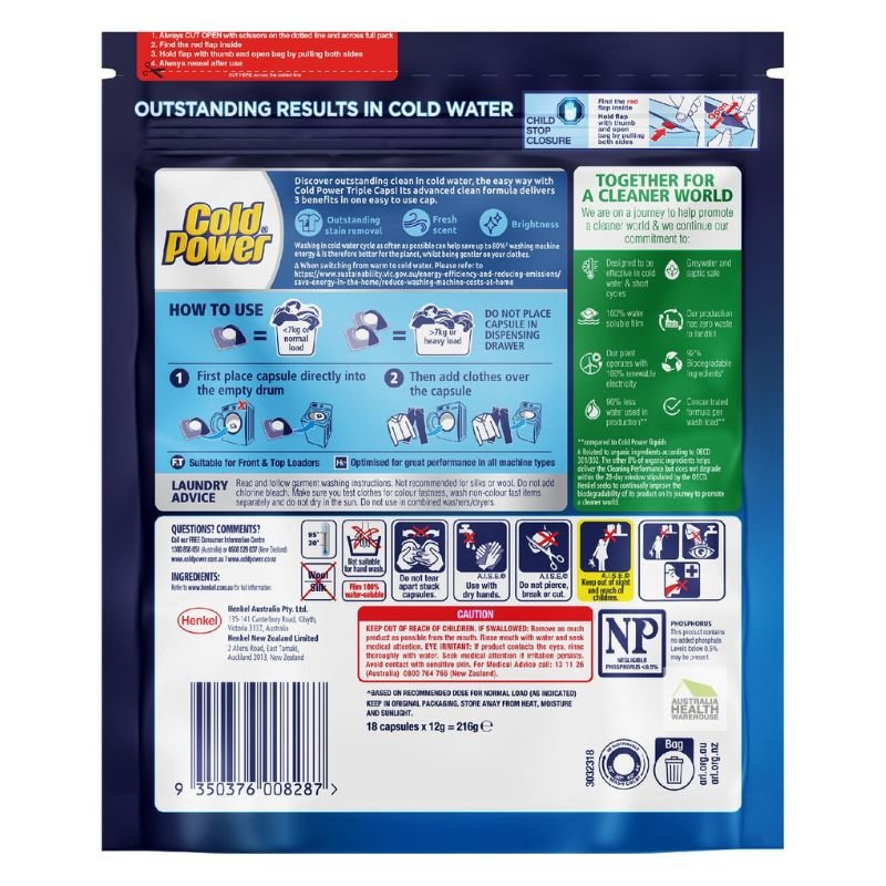 Cold Power Advance Clean 18 Laundry Capsules