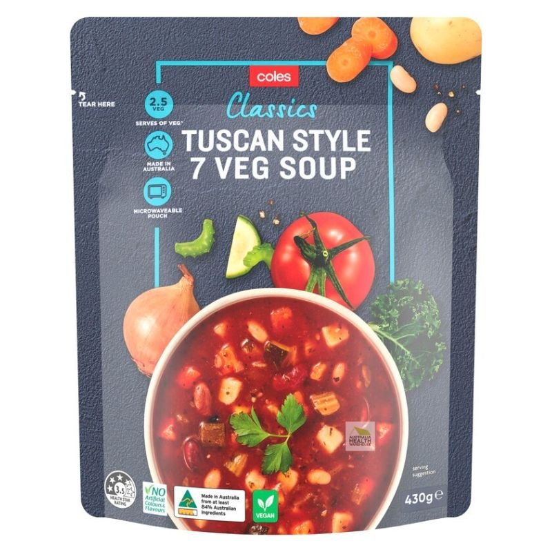 [Expiry: 06/02/2027] Coles Classics Tuscan Style 7 Veg Soup Pouch 430g