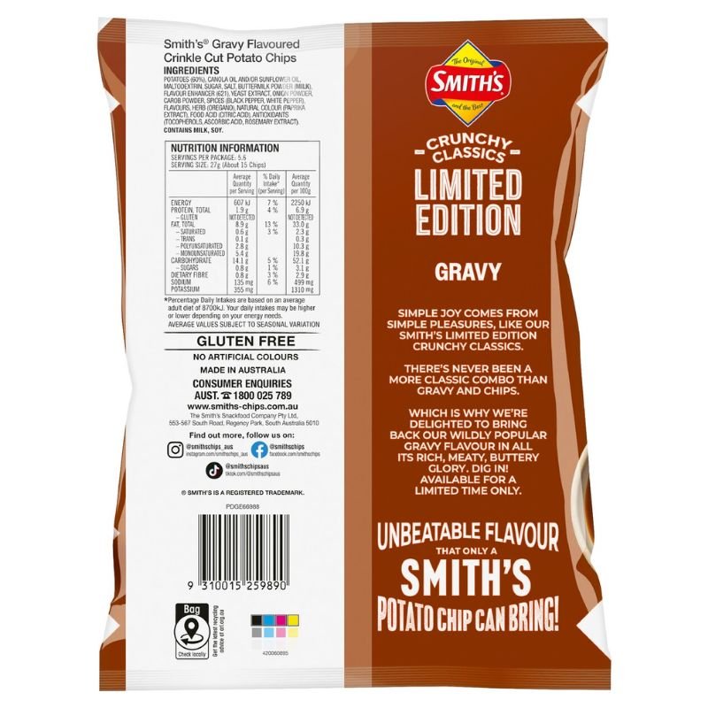 [CLEARANCE Expiry: 22/11/26] Smith's Crinkle Cut Potato Chips Gravy 150g