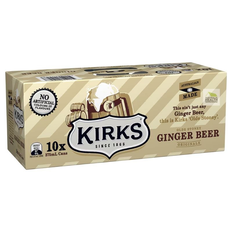 [Expiry: 21/12/2026] Kirks Ginger Beer Soft Drink Cans - 10 x 375mL