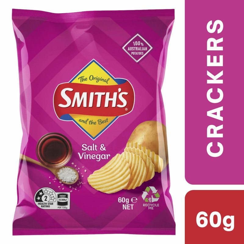 [CLEARANCE Expiry Date: 30/08/2026] Smith's Crinkle Cut Chips Salt & Vinegar 60g