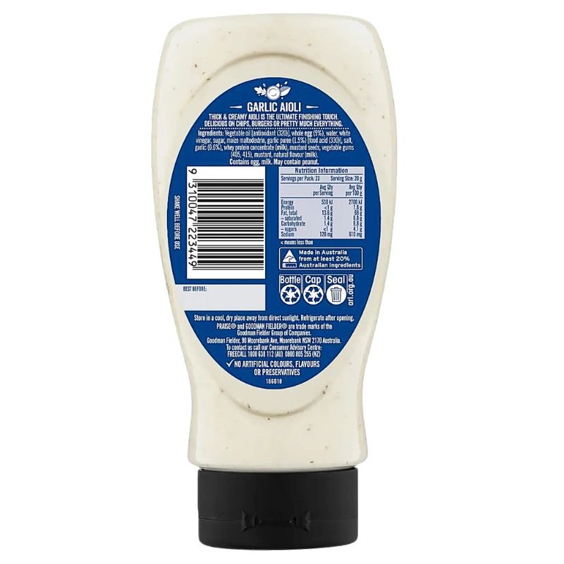[Expiry Date: 13/11/2026] Praise Garlic Aioli 470g