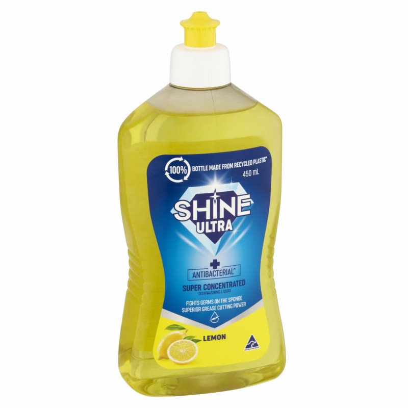 Shine Ultra Dishwashing Liquid Concentrate Antibacterial Lemon 450mL