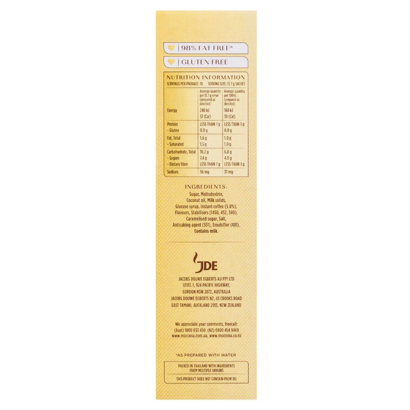 [Expiry Date: 09/07/2027] Moccona Caramel Latte Coffee 10 Sachets