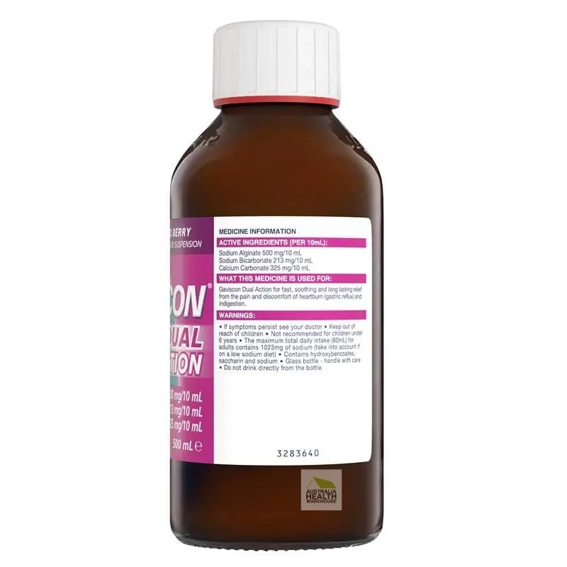 [Expiry: 02/2027] Gaviscon Liquid Dual Action Mixed Berry 500mL