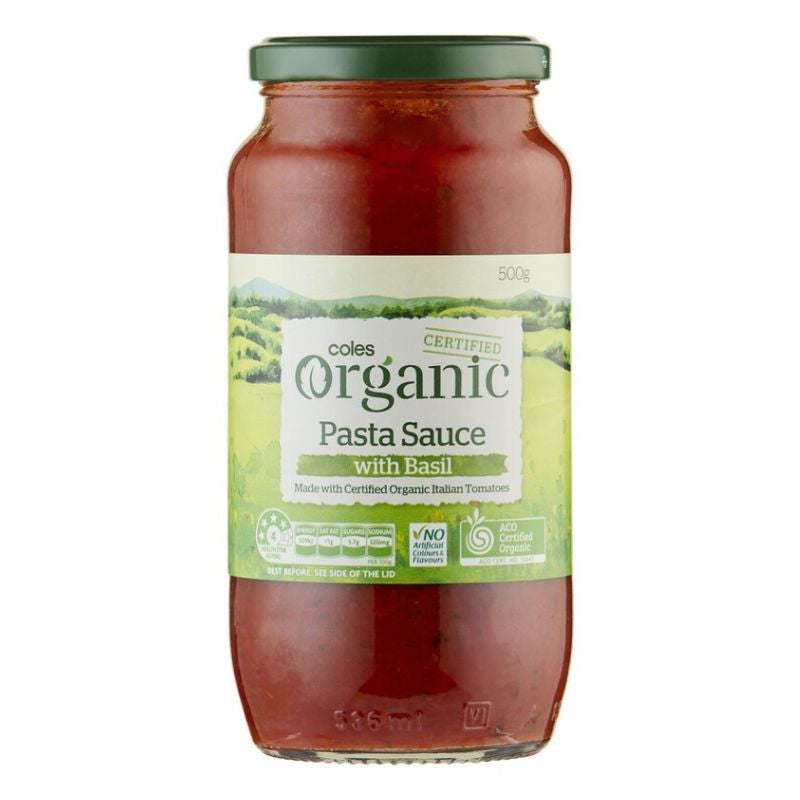 Coles Organic Pasta Sauce with Basil 500g