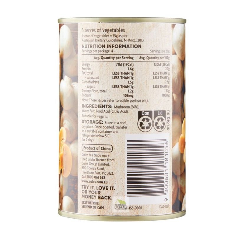 Coles Champignons Pieces & Stems 425g