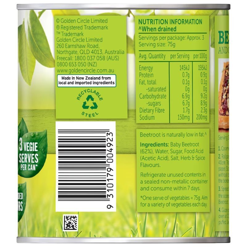 [Expiry Date: 30/07/2027] Golden Circle Baby Beetroot 450g