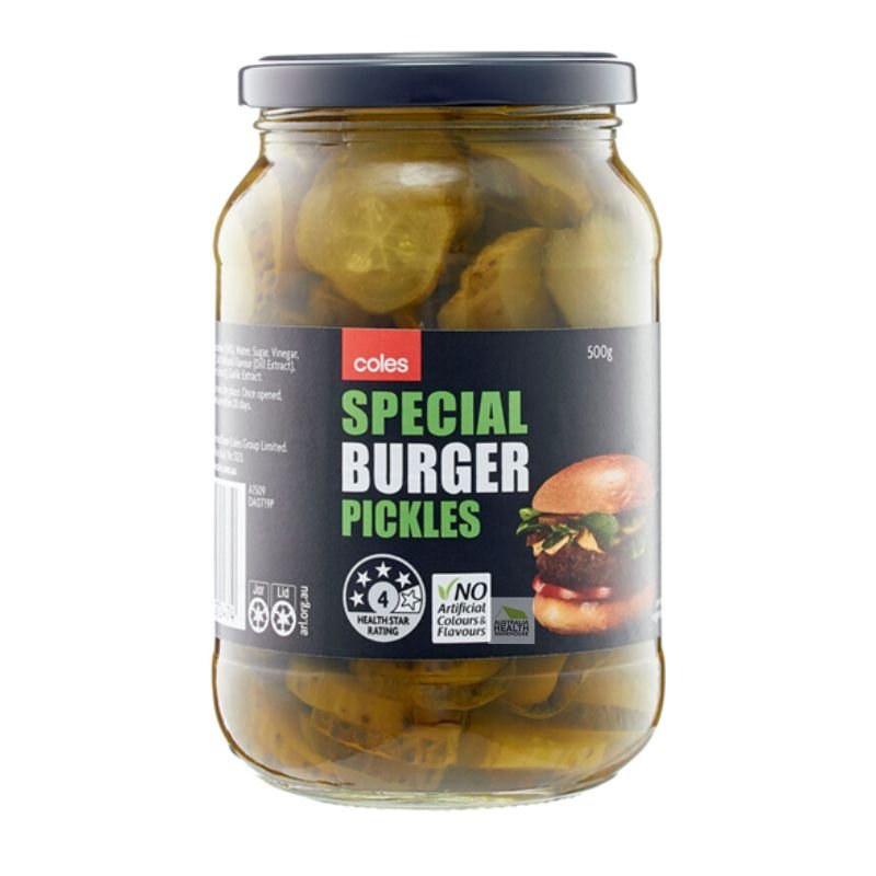 [Expiry:24/08/2027] Coles Special Burger Pickles 500g