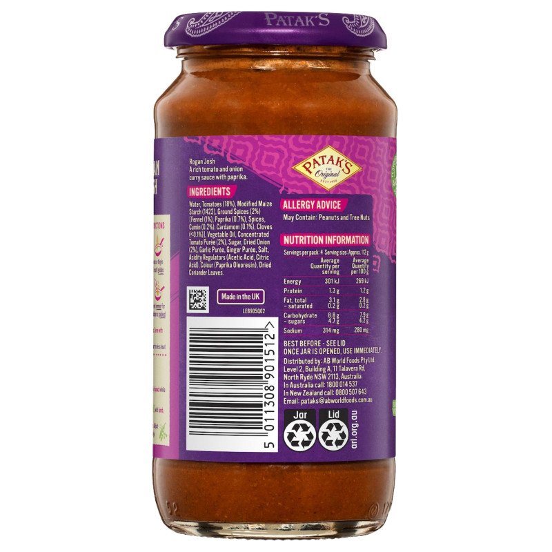 [Expiry: 12/2026] Patak's Rogan Josh Curry Paste 450g