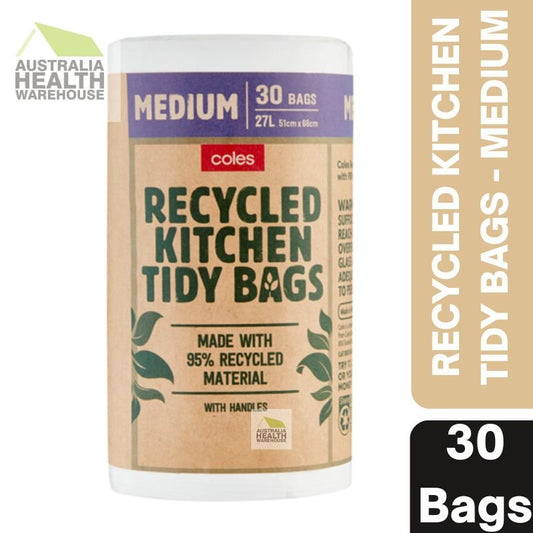 Coles Recycled Kitchen Tidy Bags with Handles Medium 30 Pack