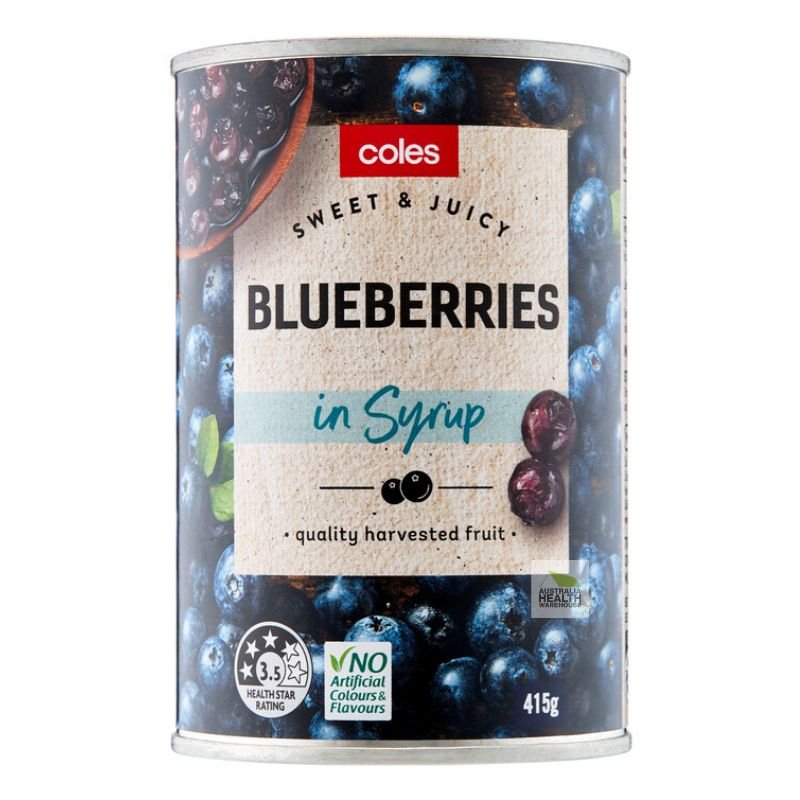 [CLEARANCE Expiry: 10/2025] Coles Blueberries in Syrup 415g