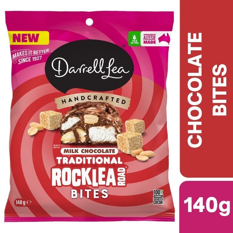 [CLEARANCE Expiry Date: 15/12/2026] Darrell Lea Rocklea Road Milk Chocolate Bites 140g
