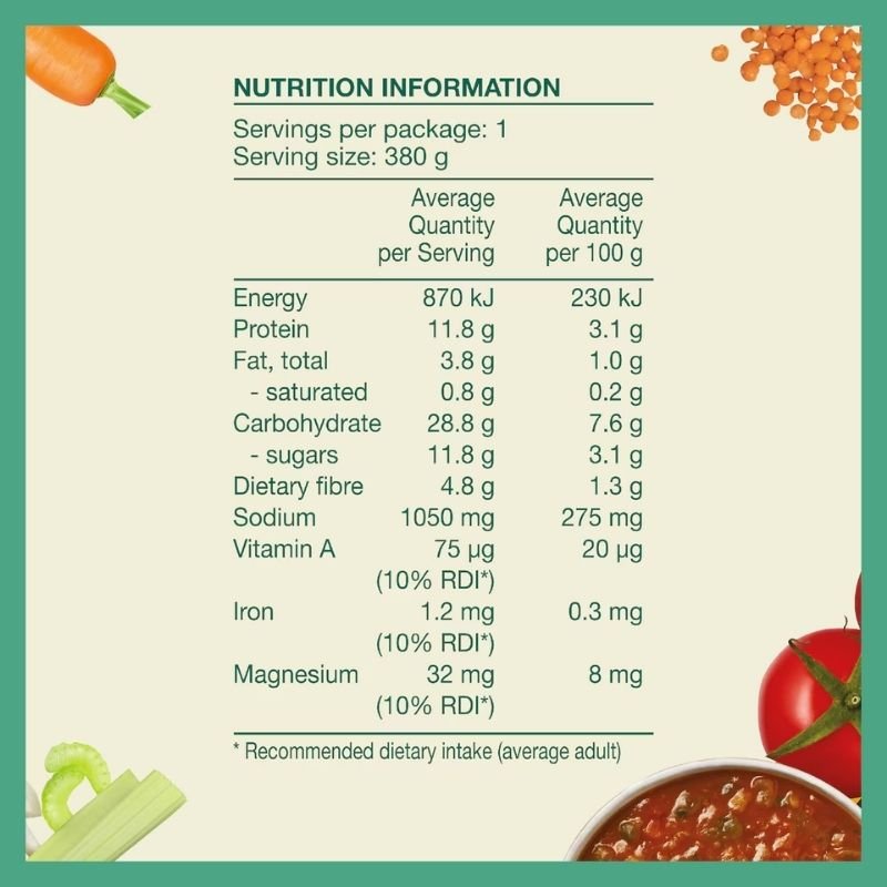 [Expiry Date: 23/02/2027] Heinz Eat Well Soup Pouch Tomato & Vegetable 380g