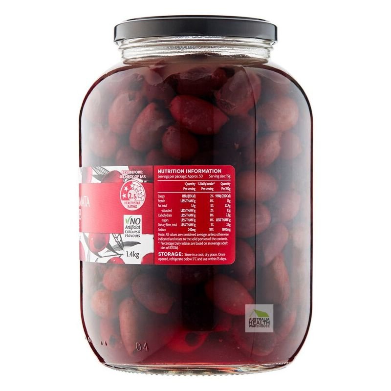 [Expiry: 06/03/2026] Coles Kalamata Olives Pitted 1.4kg