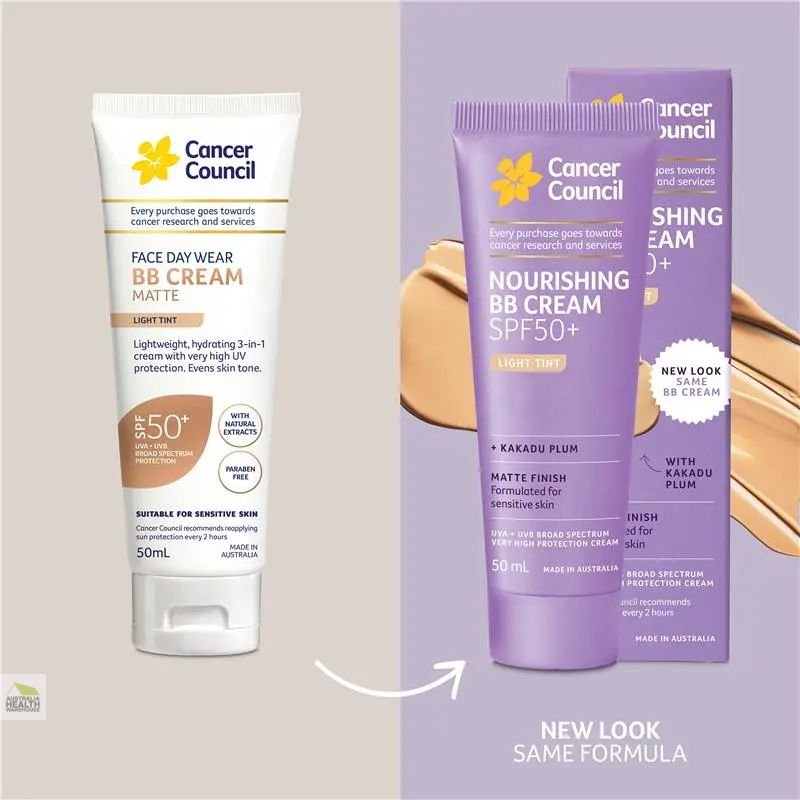 [Expiry: 03/2028] Cancer Council Face Day Wear BB Cream Matte Light Tint SPF 50+ 50mL