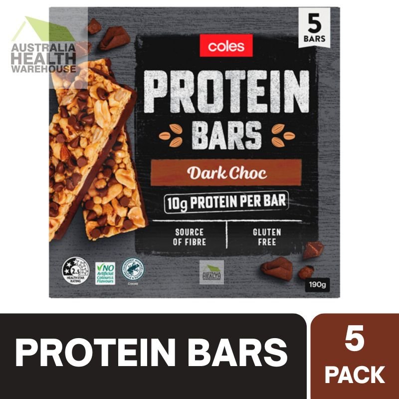 Coles Protein Bars Dark Choc 5 Pack 190g