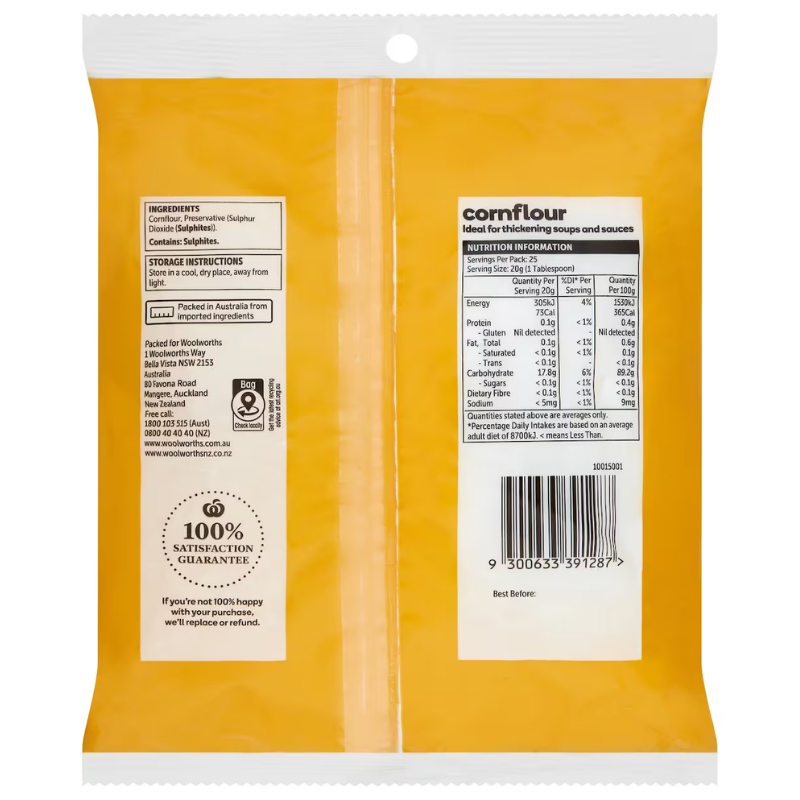 [Expiry Date: 13/04/2027] Woolworths Essentials Cornflour 500g