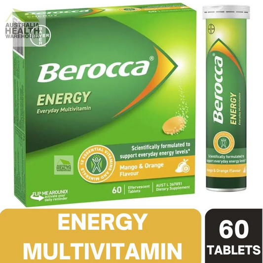 [Expiry: 07/2028] Berocca Energy Mango & Orange 60 Effervescent Tablets