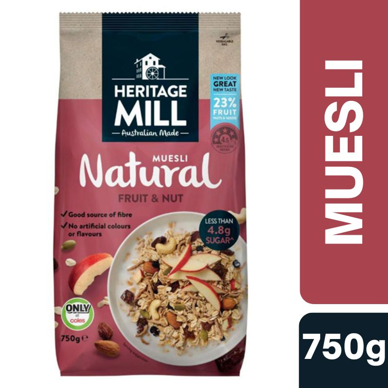 [Expiry Date: 13/04/2027] Heritage Mill Muesli Natural Fruit & Nut 750g