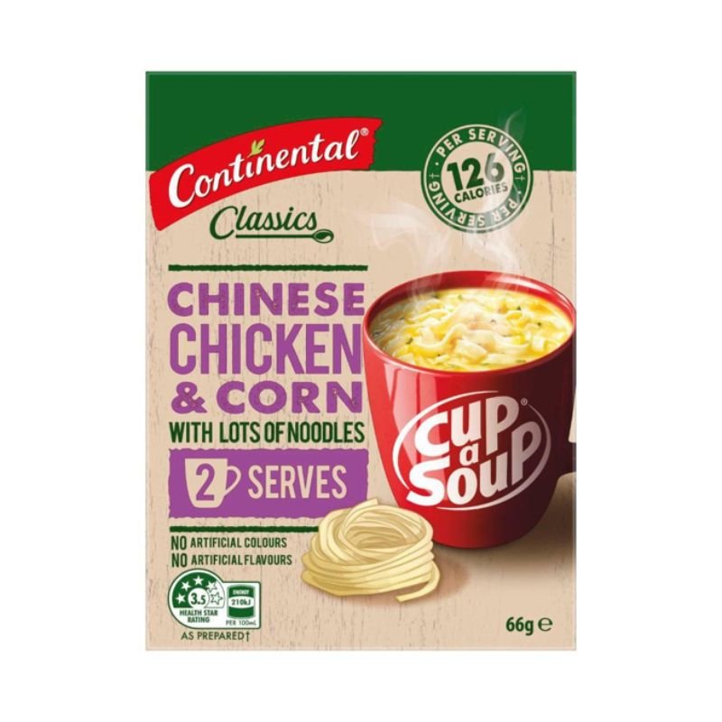 [Expiry: 03/03/2028] Continental Cup A Soup Chinese Chicken & Corn with Noodles Serves 2 66g