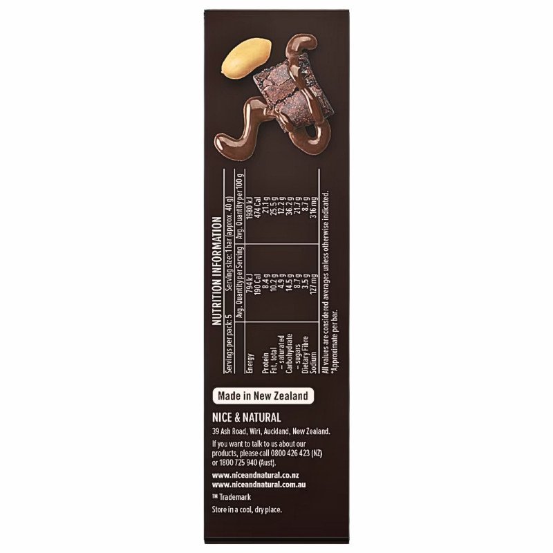[CLEARANCE Expiry Date: 26/10/2026] Nice & Natural Deluxe Protein Bars Peanut Butter Brownie Dark Choc 5 Pack 200g