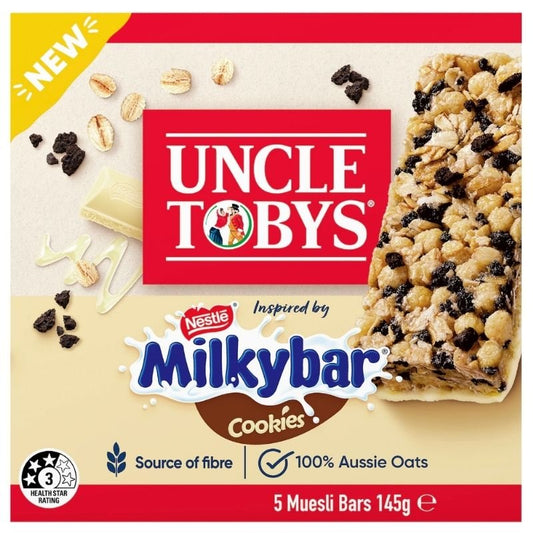Uncle Tobys Muesli Bar Milkybar Cookies 5 Pack 145g