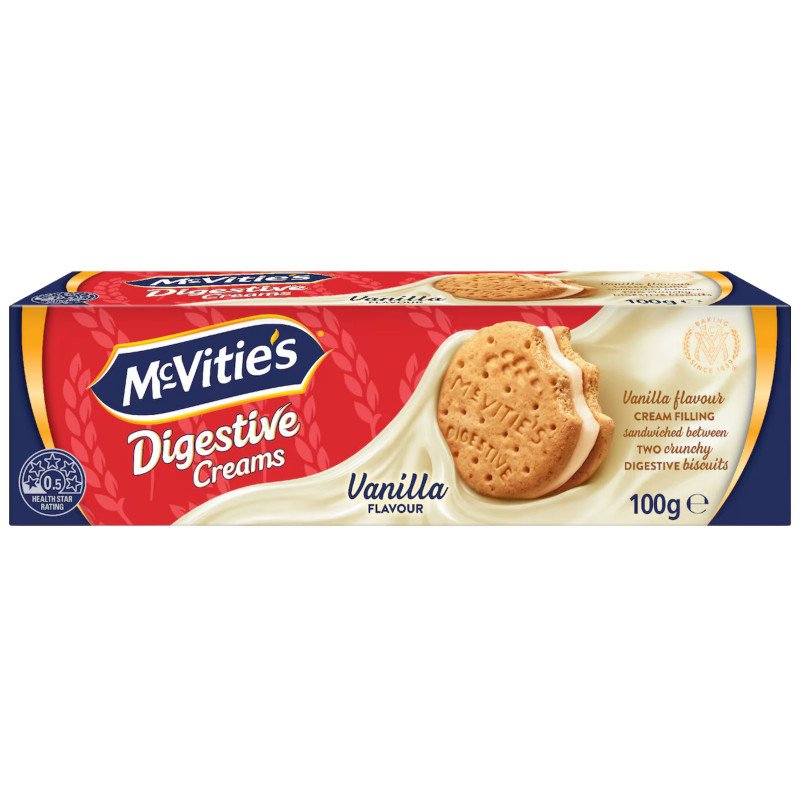 [Expiry Date: 17/02/2027] McVitie's Digestive Creams Vanilla Flavour Biscuits 100g