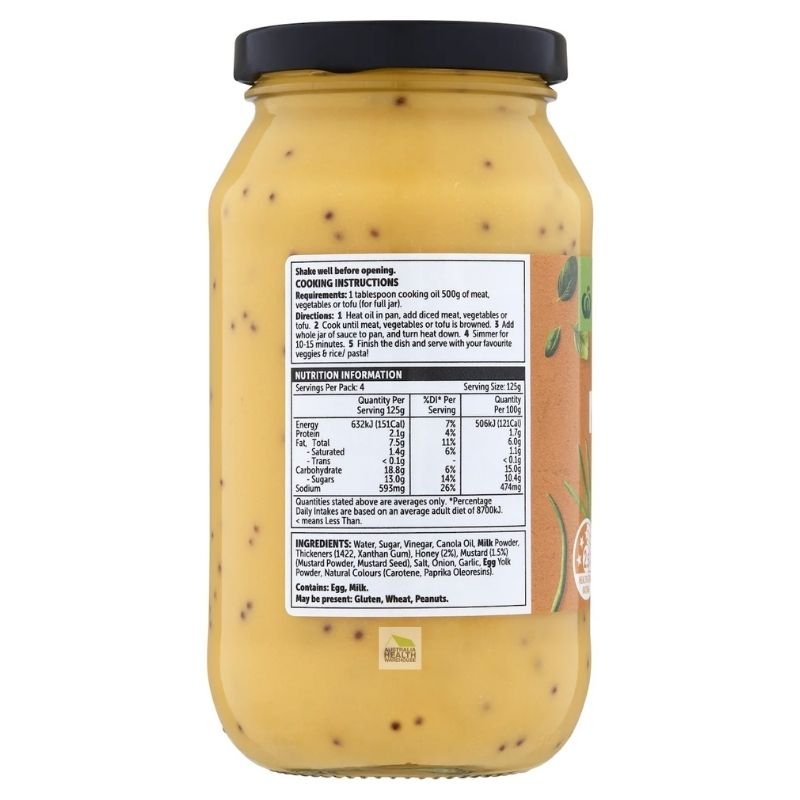 [Expiry Date: 09/02/2027] Woolworths Honey Mustard Simmer Sauce 500g