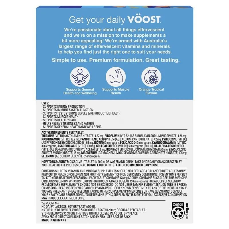 [Expiry Date: 02/2028] Voost Mens Multivitamin Orange Tropical Effervescent Tablets 60 Pack Exclusive Size