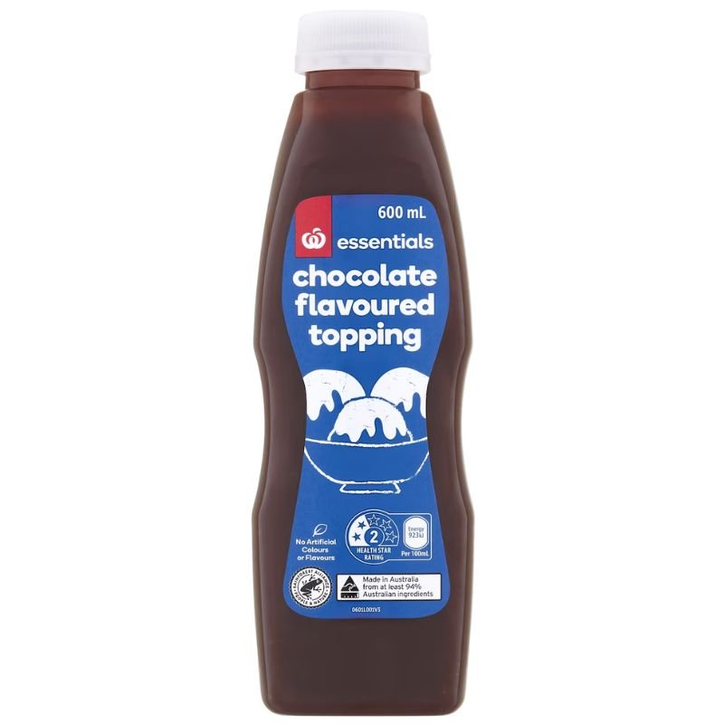 [Expiry Date: 30/10/2026] Woolworths Essentials Chocolate Flavoured Topping 600mL
