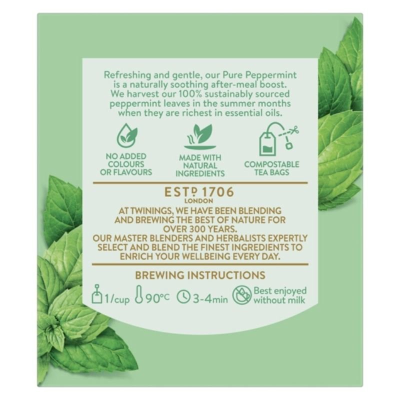 [Expiry: 02/10/2028] Twining's Pure Peppermint Infusions Tea Bags 10 Pack