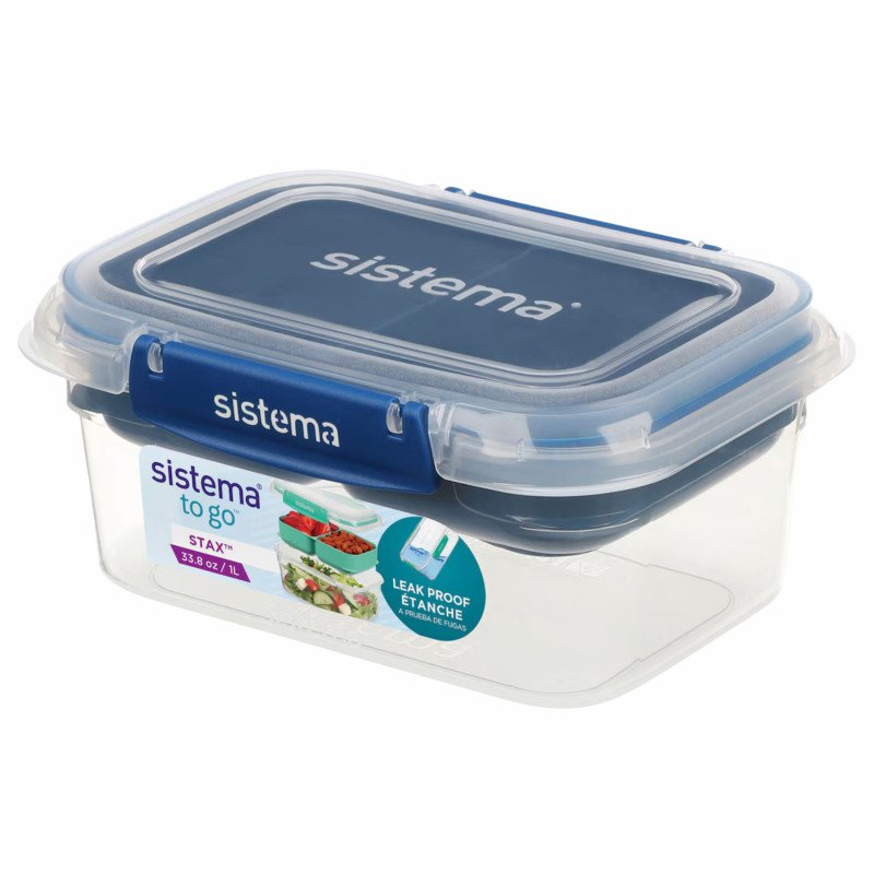 Sistema To Go Rectangle Stax Food Container 1 Litre (Blue)