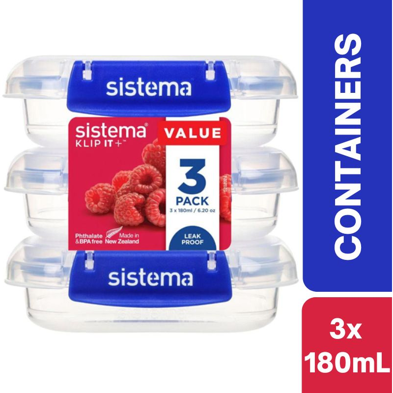Sistema KLIP IT Plus Rectangle Food Storage Container 180mL x 3 pack