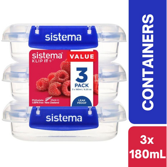 Sistema KLIP IT Plus Rectangle Food Storage Container 180mL x 3 pack