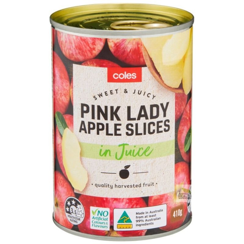 [Expiry Date: 07/2028] Coles Australian Pink Lady Apple Slices in Juice 410g