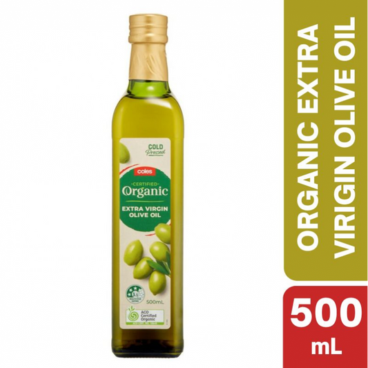 [CLEARANCE Expiry Date: 28/08/2026] Coles Organic Extra Virgin Olive Oil 500mL