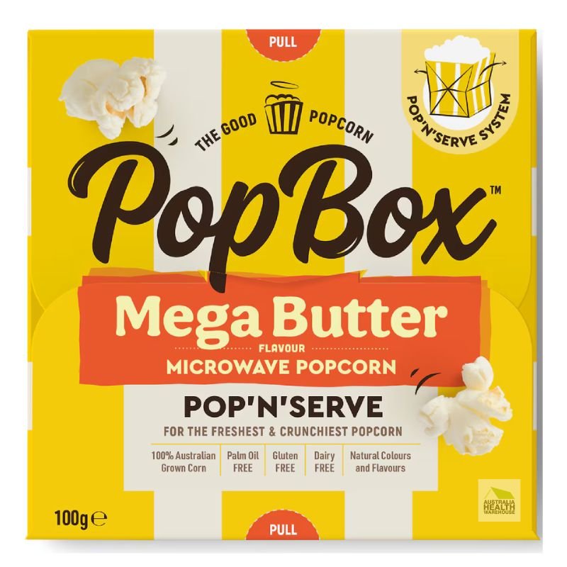 [Expiry: 12/02/2027] Pop Box Mega Butter Flavour Microwave Popcorn 100g