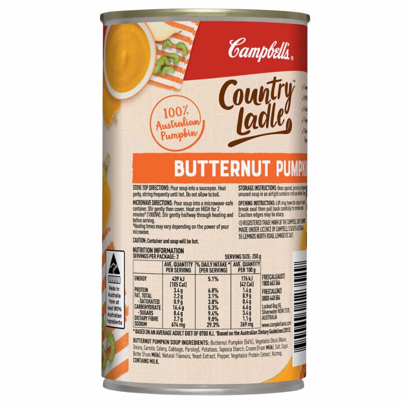 [Expiry Date: 12/02/2028] Campbell's Country Ladle Soup Can Butternut Pumpkin 505g