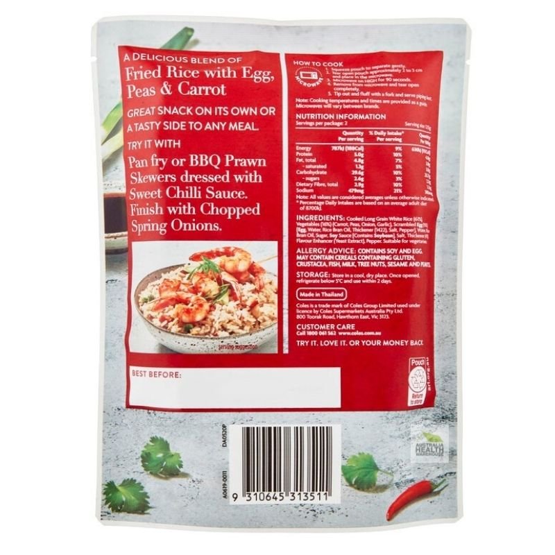 [CLEARANCE Expiry: 15/07/2024] Coles Special Fried Microwave Rice 250g