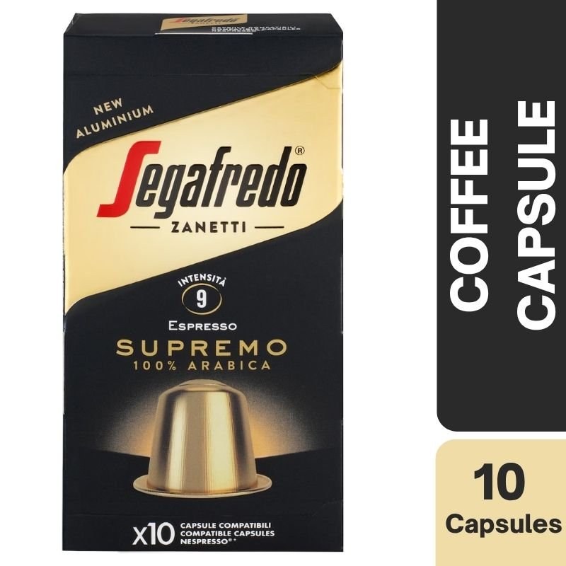 [Expiry Date: 28/02/2028] Segafredo Espresso Supremo 100% Arabica Coffee Capsules 10 Pods Nespresso Compatible