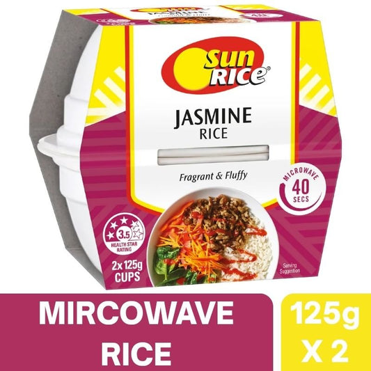 [Expiry Date: 05/07/2027] Sunrice Microwave Jasmine Rice Cup 125g x 2 Pack