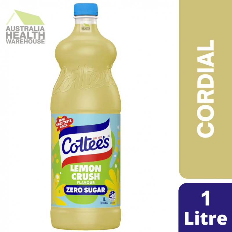 Cottee's Lemon Crush Zero Sugar Cordial 1 Litre