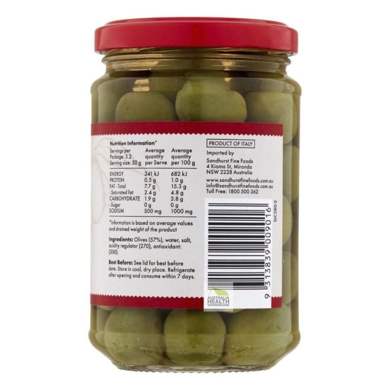 [Expiry Date: 06/03/2028] Sandhurst Sicilian Whole Green Olives 280g