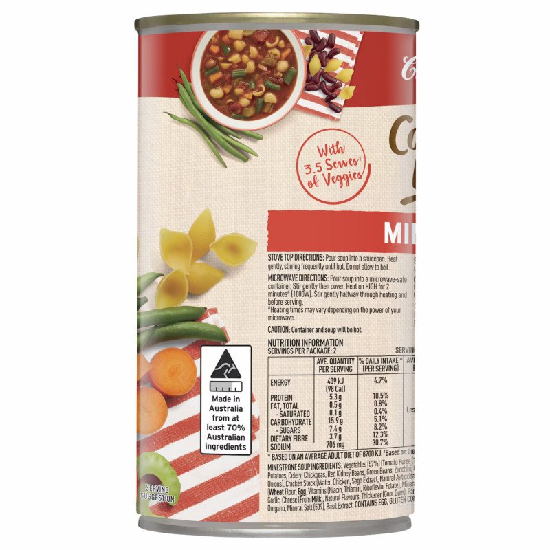 [Expiry Date: 11/12/2027] Campbell's Country Ladle Soup Can Minestrone 495g